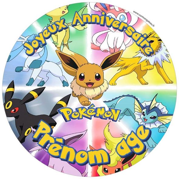 Décoration gâteau personnalisé Pokémon disque sucre