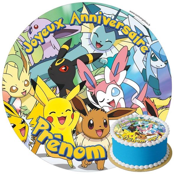 Décoration gâteau anniversaire Pokémon disque sucre