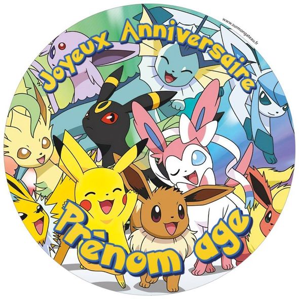 Décoration gâteau personnalisé Pokémon disque sucre