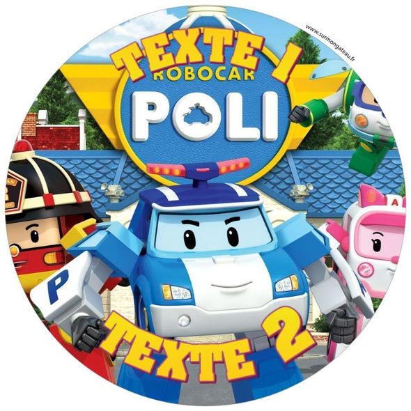 Disque sucre décoration comestible gâteau Robocar Poli