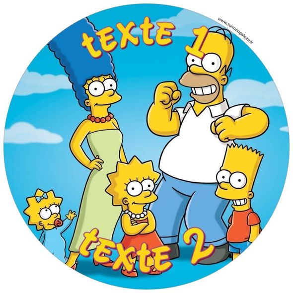 Disque sucre décoration comestible gâteau Les Simpson