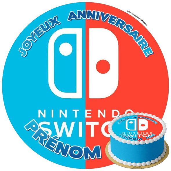 Décoration gâteau anniversaire Nintendo Switch disque sucre