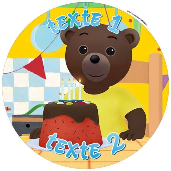 Disque sucre décoration comestible gâteau Petit Ours brun