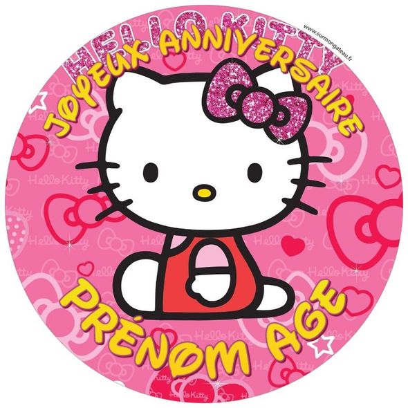 Décoration gâteau personnalisé Hello Kitty disque sucre