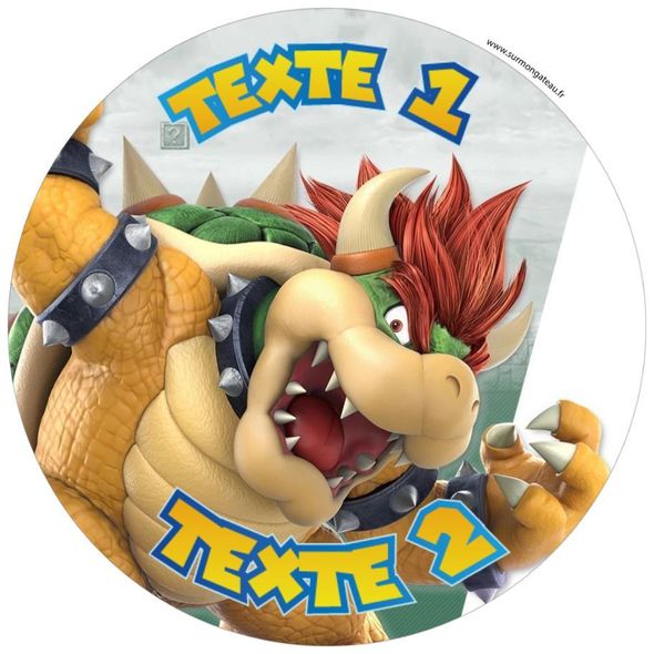 Disque sucre décoration comestible gâteau Bowser