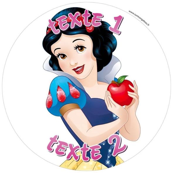 Disque sucre décoration comestible gâteau Blanche Neige