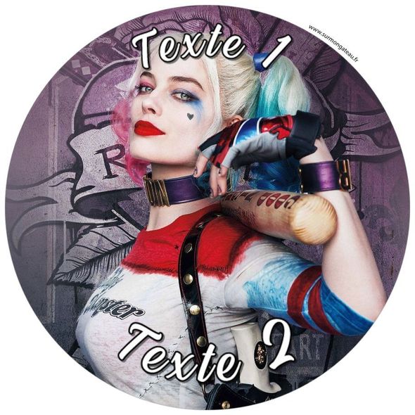 Disque sucre décoration comestible gâteau Harley Quinn