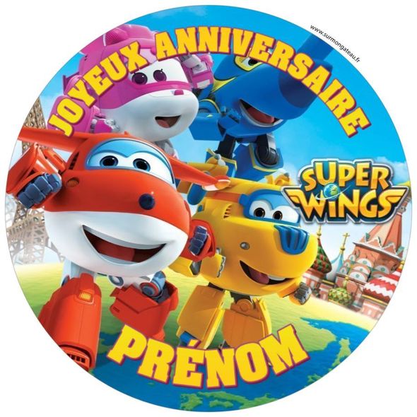 Décoration gâteau personnalisé Super Wings disque sucre