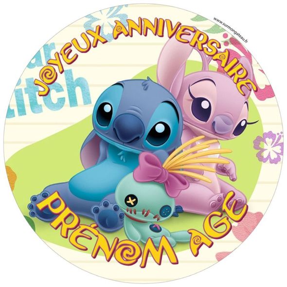 Décoration gâteau personnalisé Stitch disque sucre