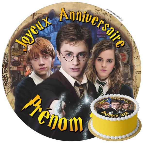 Décoration gâteau anniversaire Harry Potter disque sucre