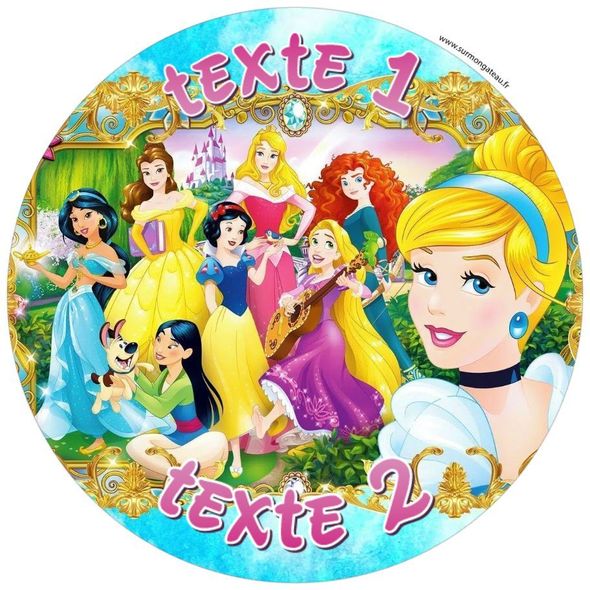 Disque sucre décoration comestible gâteau Princesses Disney