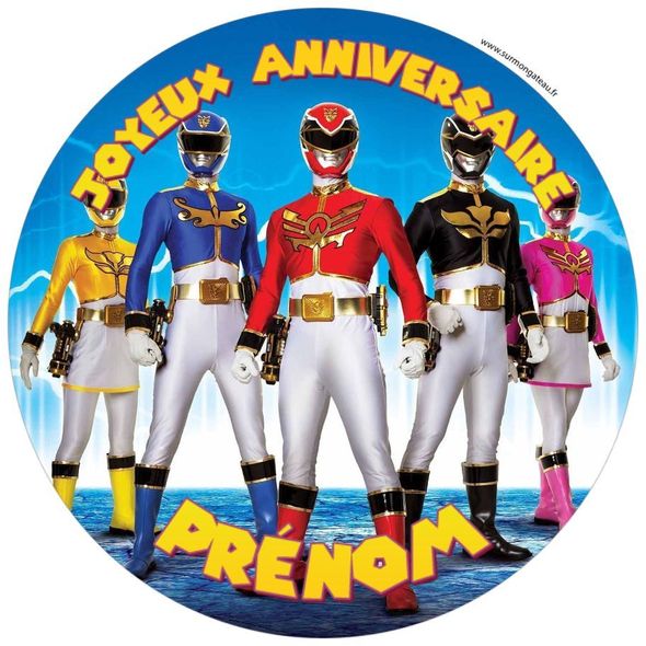 Décoration gâteau personnalisé Power Rangers disque sucre