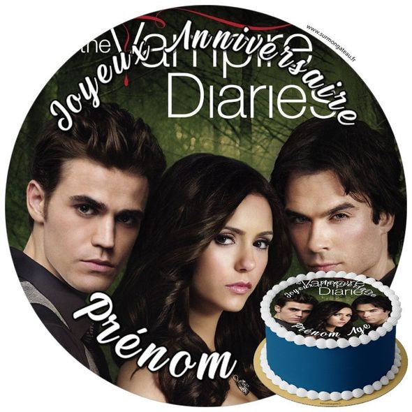 Décoration gâteau anniversaire Vampire Diaries disque sucre