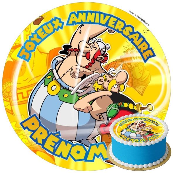 Décoration gâteau anniversaire Astérix et Obélix disque sucre