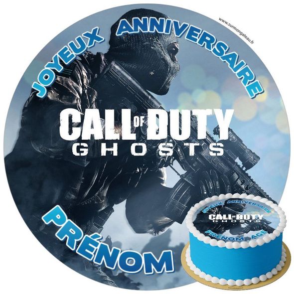 Décoration gâteau anniversaire Call of Duty Ghosts disque sucre