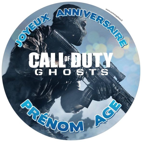 Décoration gâteau personnalisé Call of Duty Ghosts disque sucre