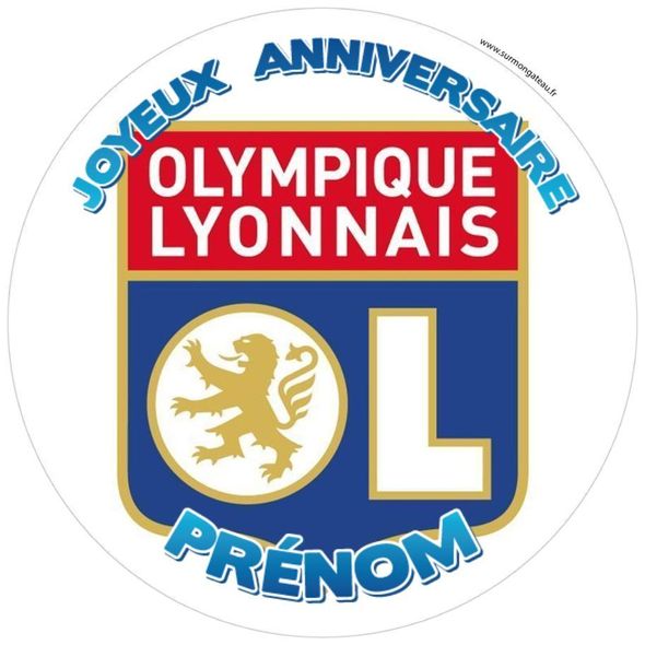 Décoration gâteau personnalisé OL Olympique lyonnais disque sucre