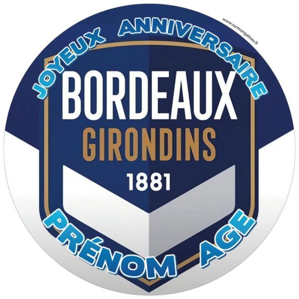 Décoration gâteau personnalisé Girondins de Bordeaux disque sucre