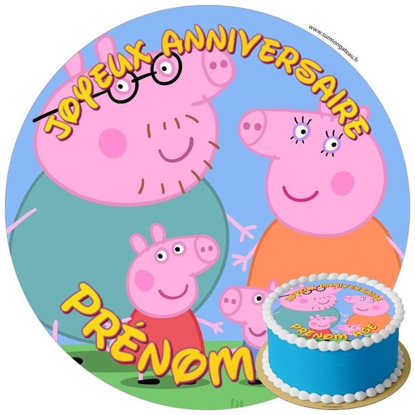 Décoration gâteau anniversaire Peppa Pig disque sucre