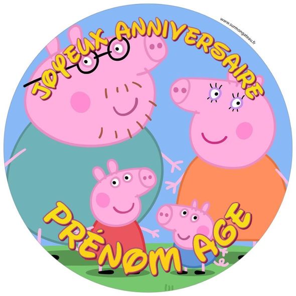 Décoration gâteau personnalisé Peppa Pig disque sucre