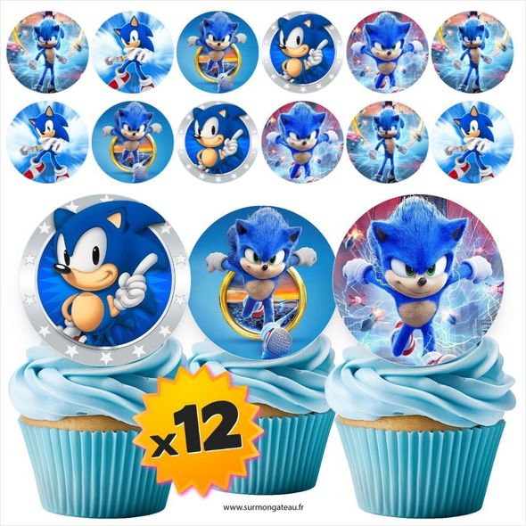 12 mini disques photos comestibles Sonic azyme sucre