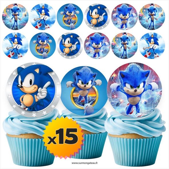 15 mini disques photos comestibles Sonic azyme sucre