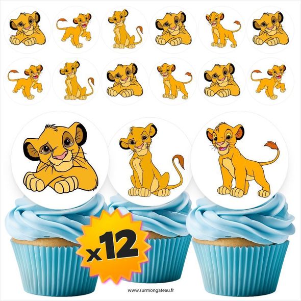 12 mini disques photos comestibles Simba azyme sucre