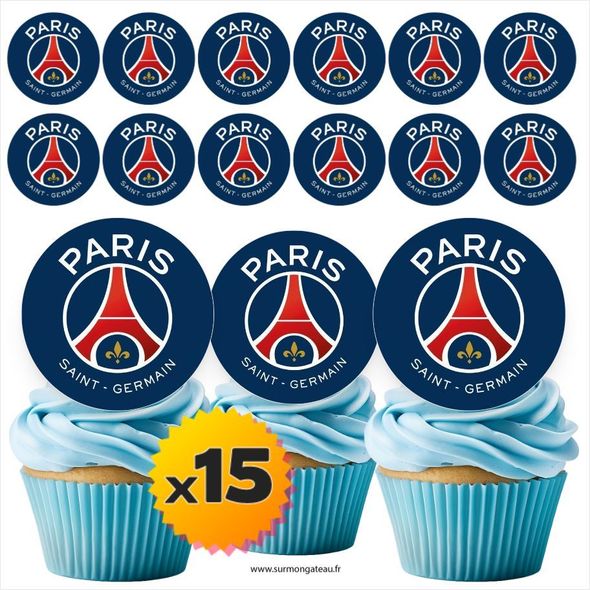 15 mini disques photos comestibles PSG azyme sucre