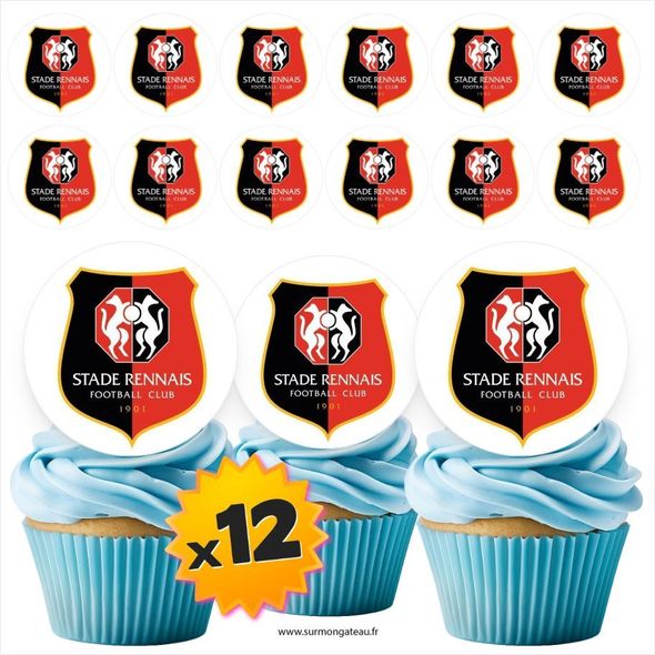 12 mini disques photos comestibles Stade Rennais azyme sucre