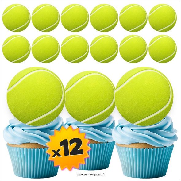 12 mini disques photos comestibles Tennis azyme sucre