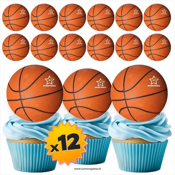 12 mini disques photos comestibles Basket azyme sucre