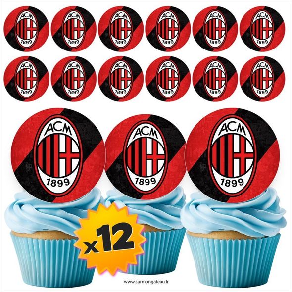 12 mini disques photos comestibles AC Milan azyme sucre