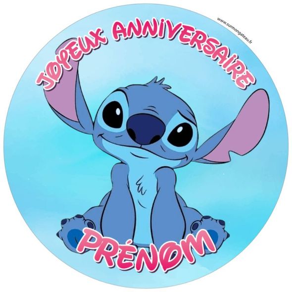 Décoration gâteau personnalisé Stitch disque sucre