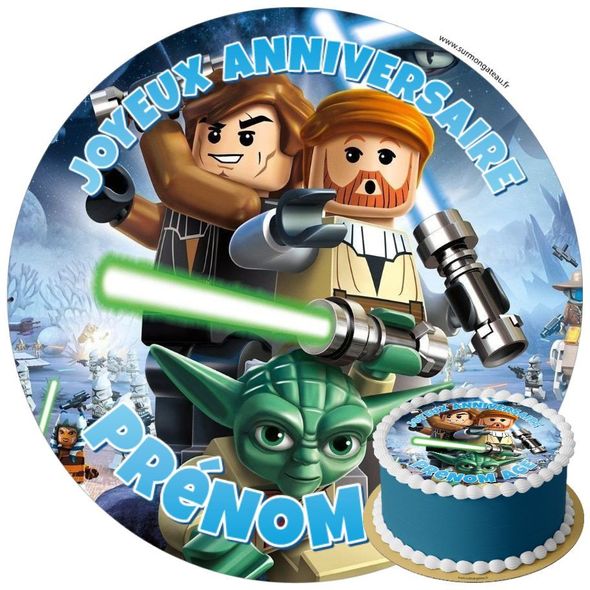 Décoration gâteau anniversaire Lego Star Wars disque sucre