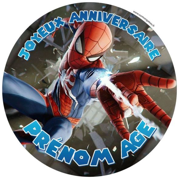 Décoration gâteau personnalisé Spiderman disque sucre