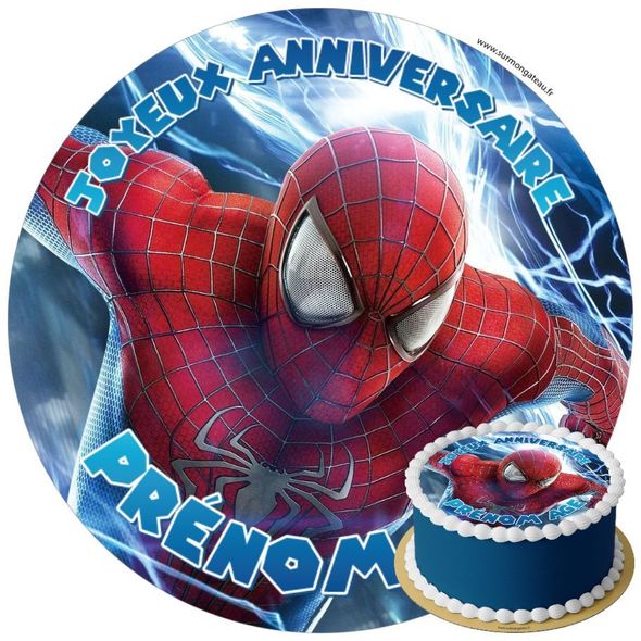 Décoration gâteau anniversaire Spiderman disque sucre