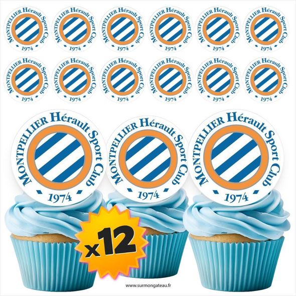 12 mini disques photos comestibles Montpellier Foot azyme sucre