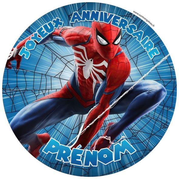 Décoration gâteau personnalisé Spiderman disque sucre