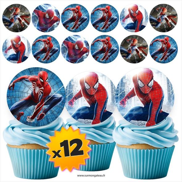 12 mini disques photos comestibles Spiderman azyme sucre