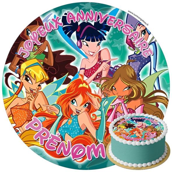 Décoration gâteau anniversaire Winx Club disque sucre