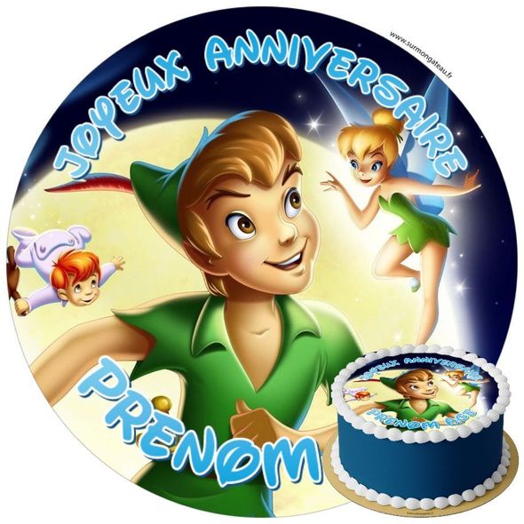 Décoration gâteau anniversaire Peter Pan disque sucre