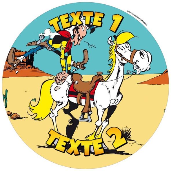 Disque sucre décoration comestible gâteau Lucky Luke 