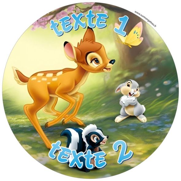 Disque sucre décoration comestible gâteau Bambi