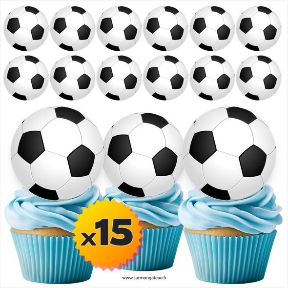 15 mini disques photos comestibles Ballon Foot azyme sucre