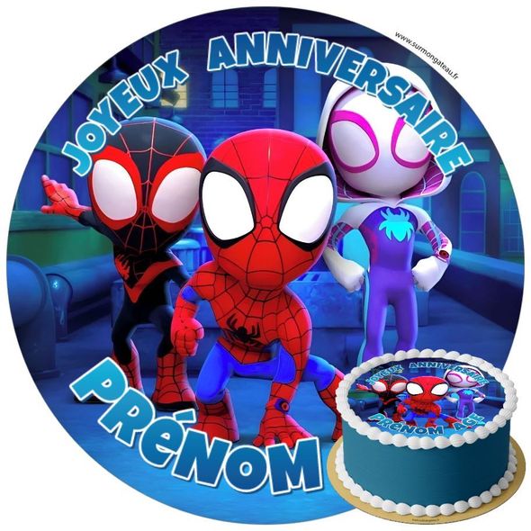 Décoration gâteau anniversaire Spidey et ses amis disque sucre