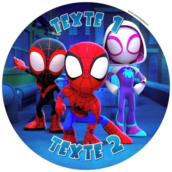 Disque sucre décoration comestible gâteau Spidey et ses amis