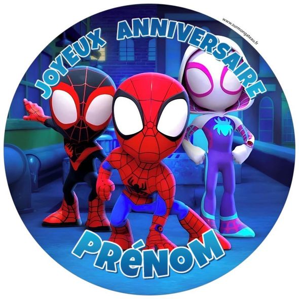 Décoration gâteau personnalisé Spidey et ses amis disque sucre