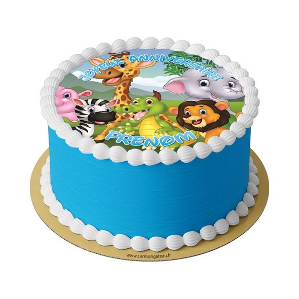 Gâteau  animaux de la jungle décoration anniversaire