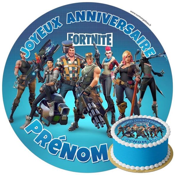 Décoration gâteau anniversaire Fortnite disque sucre