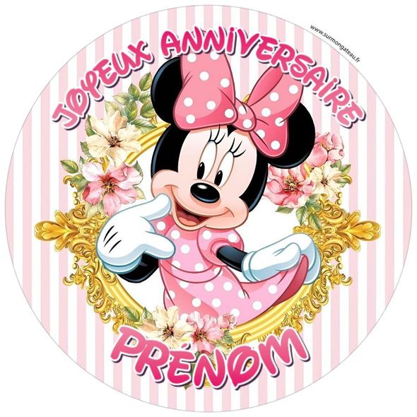 Décoration gâteau personnalisé Minnie disque sucre